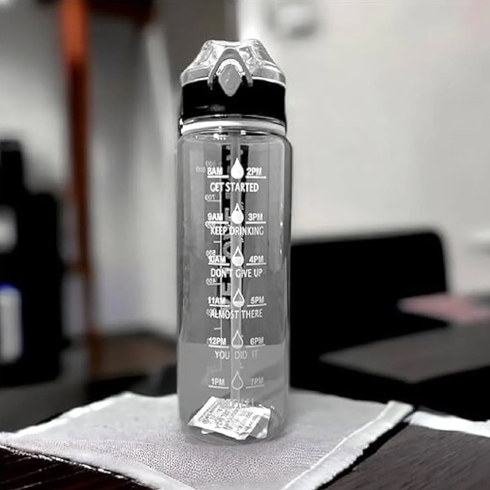 Transparent Motivational Water Bottle (900 ML)
